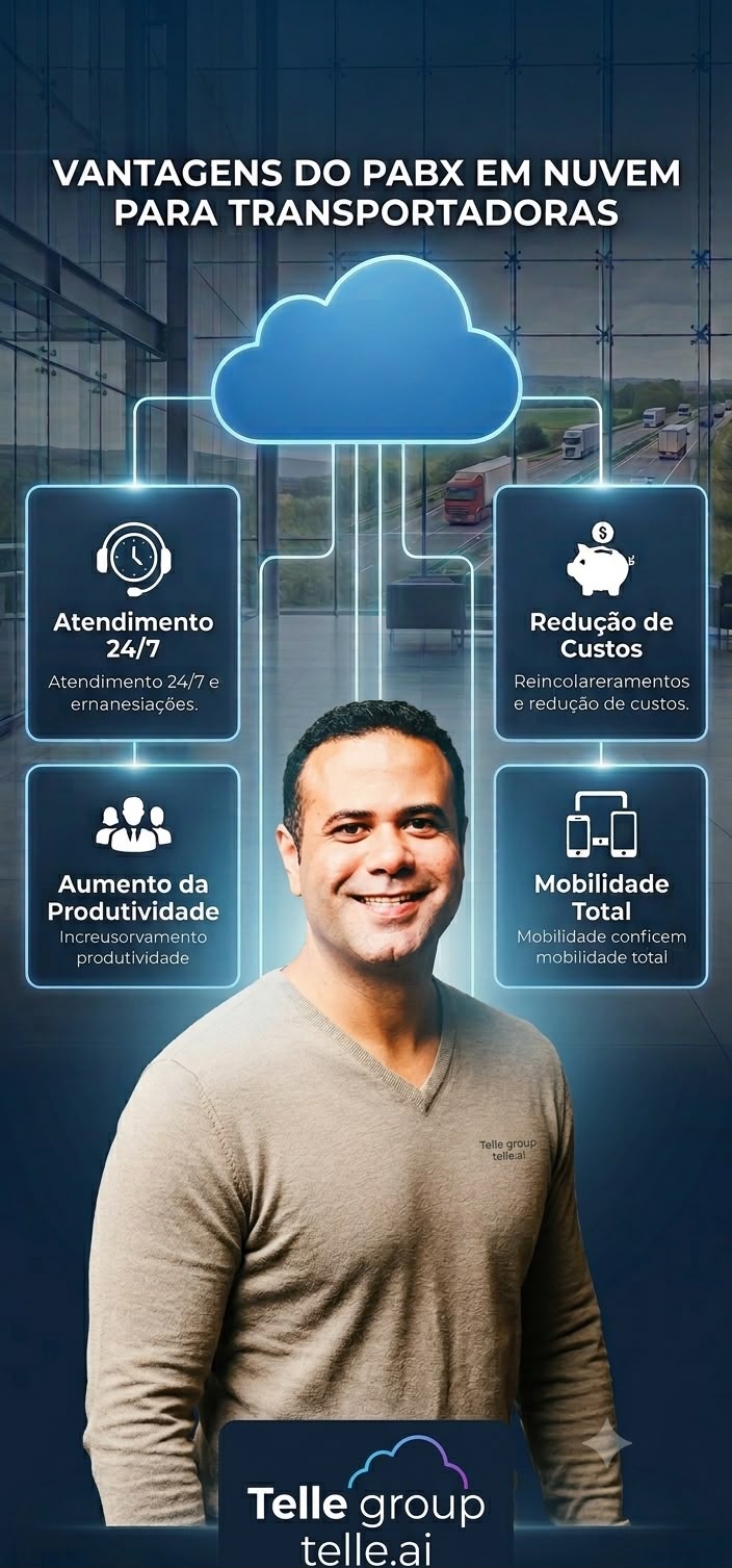 Ilustração sobre PABX em nuvem para transportadoras, redução de custos e otimização da logística de cargas