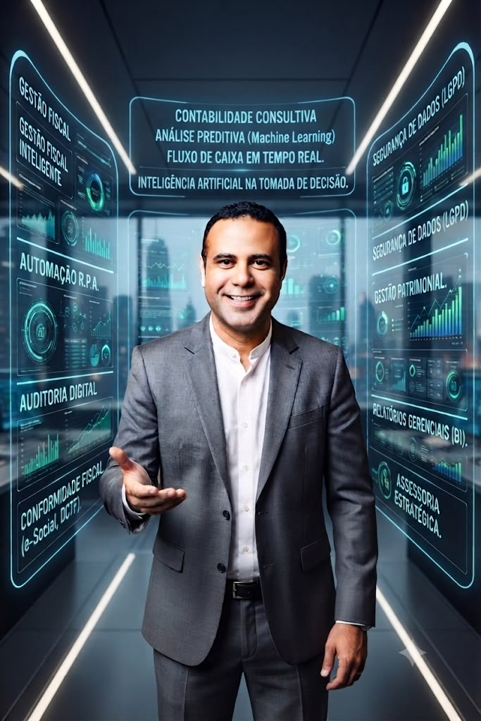 Joaldo Lima apresentando painel de inteligência artificial para contabilidade consultiva