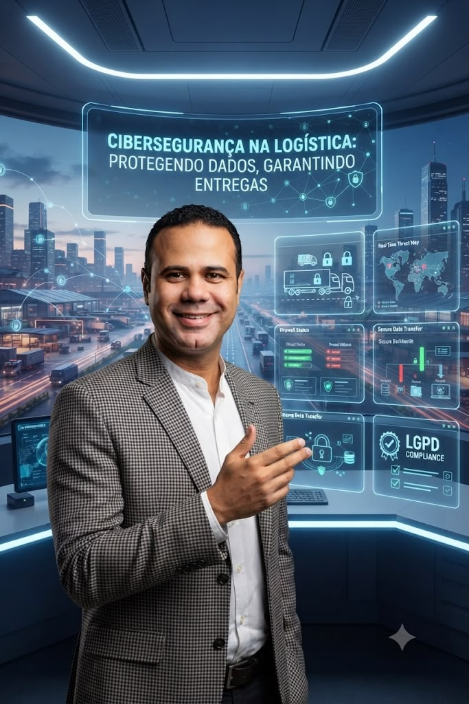 Joaldo Lima apresentando cibersegurança na logística, proteção de dados, entregas e LGPD