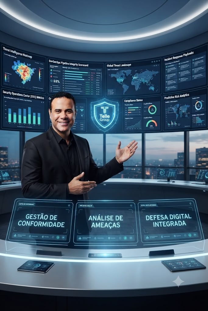 Joaldo Lima apresentando gestao de conformidade, analise de ameacas e defesa digital integrada