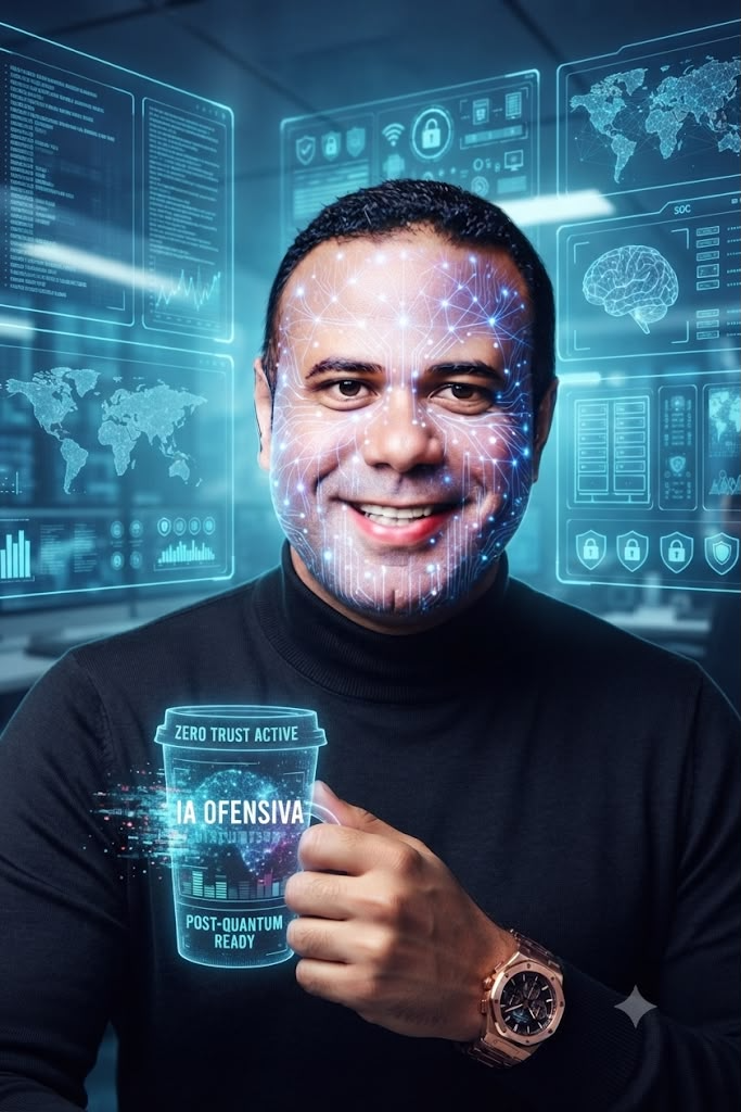 Especialista em segurança digital em ambiente tecnológico com painéis de proteção, Zero Trust e conectividade segura