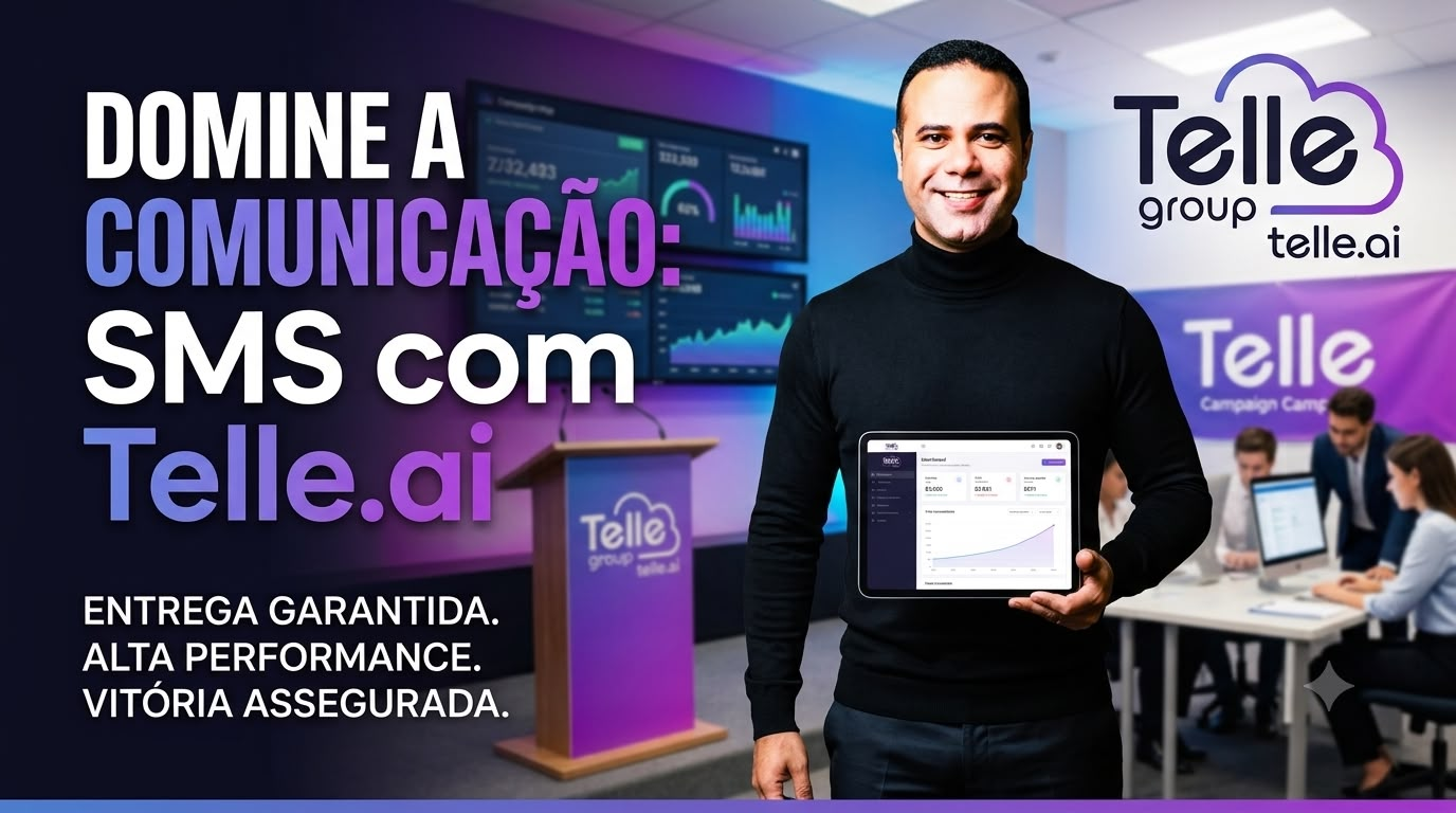 Arte sobre SMS Marketing com Telle.ai para comunicação de campanhas eleitorais em 2026